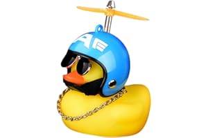 ZOLITIME Anatra di gomma Ornamenti giocattolo Anatra gialla Decorazioni per cruscotto per auto Spremere Anatra Corna per bicicletta Casco per elica