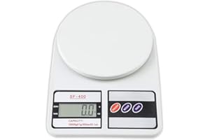 ATOM Digital Kitchen Weighing Scale & Food Weight Machine for Health, 10kg X 1gm, Fitness, Home Baking & Cooking, White. For 