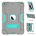 Produktbild iPad Mini Case, iPad Mini 2 Case, iPad Mini 3, uzer (Heavy Duty stoßfest Anti-Rutsch Silikon High Impact Resistant Hybrid Drei Schicht Armor Schutzhülle mit Ständer für iPad Mini 1/2/3, Gray+Aqua