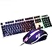 Produktbild Guanwen Mischen Sie hintergrundbeleuchtete Tastatur- und Mäusesets, mechanisches Gefühl aus Metall, ergonomisch verdrahtete USB-Tastatur + Gaming-Maus für PC Laptop