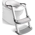 Height Adjustable Potty Training Toilet seat with Steps for Boys and Girls Infant Toddler Child Toilet Training seat with Handle, Padded seat, Non-Slip Wide Steps