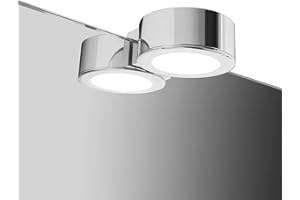 DEELUX LED Lámpara de Espejo Baño LED, 2W Ø6,5CM 200Lm,Blanco cálido 3000K Luz Led para Espejo IP44 230V Aplique de Baño Espejo,Abrazadera en el Espejo/Iluminación de Pared 65mm