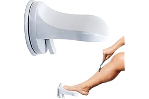 Vlecexs Duschfußstütze Rutschfestem Saugnapf Badezimmerhilfe Senioren Kinder Schwangere Toilettenstütze Fußpedal Dusche Rasierbeinhilfe Wasserfeste Haltestange Stand Pediküre Zuhause Hotel Weiß