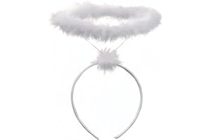 HIFSA Angel Headband Feather Angel Hair Ring Angel Halo Nativity Headband White Fluffy Feather Halo Band Halloween Christmas Costume Themed Party Kids Women Adults Fancy Dress Party Accessory (1 Count)