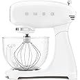 Smeg, Impastatrice Planetaria SMF13WHEU, 10 Livelli di Velocità, Funzione Smooth Start, Ciotola in Vetro da 4,8 L, Sicurezza 
