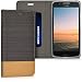 Produktbild kwmobile Hülle für Motorola Moto G5 - Bookstyle Case Handy Schutzhülle Textil mit Kunstleder - Klapphülle Cover Anthrazit Braun