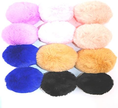 WPQES DIY 12pcs Faux Fox Fur Fluffy Pompom Ball for Knitting Hats,Bags,Keychains,Shoes,10cm(4") Popular Mix Colors Set G