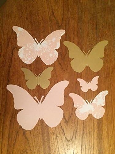 Butterfly Butterflies 3D Wall Stickers Girls Childrens Bedroom Pink Gold 6 Pack