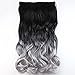 Neverland Two Tone 7pcs Ombre Curly Hair Extensions Hairpiece Heat Resistant Black to Sliver Grey