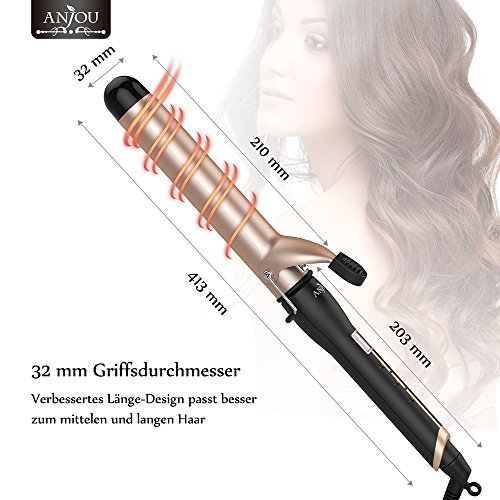 Anjou Haar Lockenstab mit PTC-Technologie und Keramikbeschichtung mit Turmalin, 32mm - 3