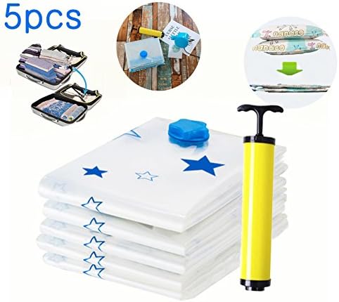 Vacuum Storage Bag,Aliyao Household 75% Space Saver Blanket Quilt Pillow Storage Luggage Organize Helper with a Free Hand Pump (110cm*80cm, Star)