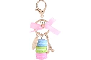 HILITAND 1pc Porte-clés Mignon Coloré en Alliage Forme de Macaron Tour Eiffel Porte-clés Accessoire pour Voiture Décoration ou Sac Pendentif