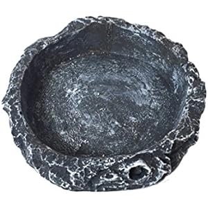 Likeluk Wassernapf Felsdekor Futternapf Felsdekor Trinkschale flach,10×10×2.5cm