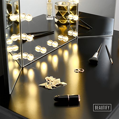 Beautify Dreifach-Schminktisch-Frisiertischspiegel mit Warmem LED-Lichtern - 3