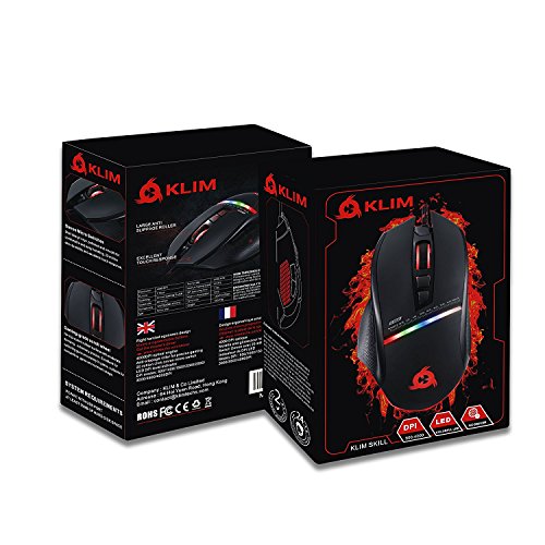 KLIM Skill Rat  n Gaming de Alta Precisi  n USB 2018 Versi  n     dpi Ajustable     Botones Programables     C  moda Postura para Todos los Tama  os de Manos     Excelente Agarre Negro