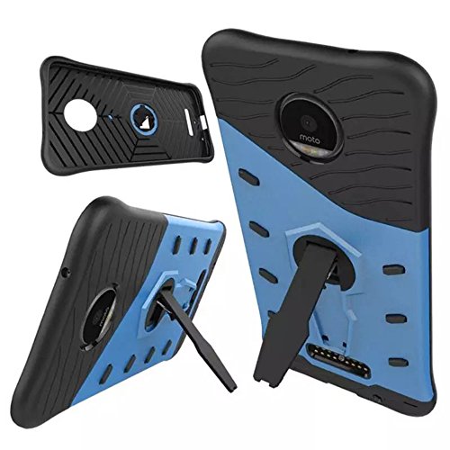 Preisvergleich Produktbild Motorola Moto Z(2016) Hülle,TPU+PC Schutzhülle,Rüstung 360 degree rotation Hohe Qualität Schutzhülle Muster Anti-Scratch und Anti-Schock stoßfest Stoßdämpfend Spiegel Schutz Handy Hülle Schlank Zerklüftet Langlebig Case Back Cover Tasche mit Ständer Halterung Für Motorola Moto Z(2016) 5,5-Zoll[Blau]
