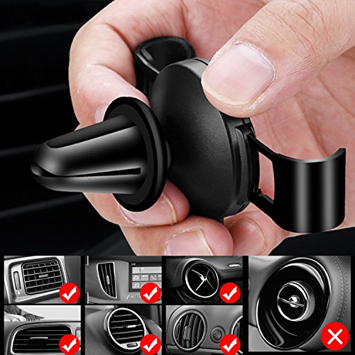 Supporto Auto Smartphone GravitÃ  360 Gradi in Alluminio iVoler Universale Supporto per Auto Porta Cellulare Auto del Ventilatore per Telefoni iPhone X / 8 / 8 Plus / 7 / 7 Plus / 6(s) / 6(s) Plus / SE / 5s / 5, Samsung Galaxy S9 / S9+ / S8 / S8+ / S7 / S7 Edge / S6 / S5 / J5 / A5, Asus Zenfone 3 / 4, Huawei, LG e GPS Dispositivi di Larghezza 6,5cm - 9,2cm (Nero)