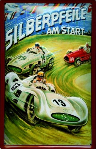 Preisvergleich Produktbild Schild Alu Artdeco Silberpfeile am Start 300x200mm