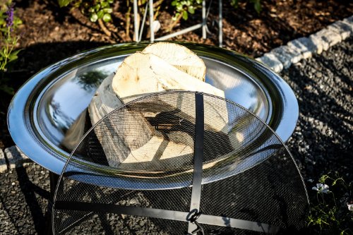 Moderne Feuerschale, Feuerkorb, Ø 76 cm, Edelstahl, Funkenhaube - 6