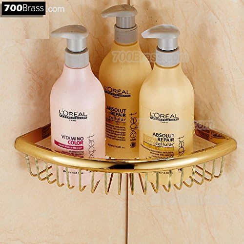 700Brass Corner Basket Shelf Design for Hotel/Motel/Home, Solid Brass, Polished Gold, Wall Mounted, Bathroom/Kitchen Shower Caddy Corner Shelf Holder