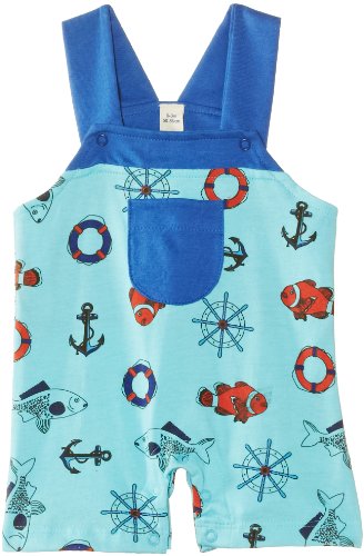 Sense Organics Baby Boys Henya Romper Dungarees, Blue Fish AOP, 12-18 Months