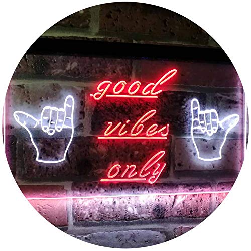 ADV PRO Good Vibes Only Hands Party Dance Disco Decoration Dual Color LED Neon Sign White & Red 400 x 300mm st6s43-i3077-wr