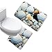 Produktbild Uomere Blue Sea Badezimmermatten-Set, Muschel-Design, bedruckt, Flanell, 2-teilig (Badezimmermatte + WC-Teppich)