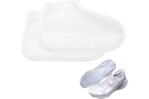 QAUM Reusable Silicone Shoe Cover, UK 2.5-6.5 Waterproof Covers for Men Women Transparent Anti-Slip Resistant Protector to Prevent Rain into Shoes (Thickened), Dry for Outdoor Cycling Camping Walking