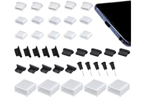 AYWFEY 40 Stück 8 Arten Silikon Anti Staubschutz Stecker +Ladeanschluss Schutzkappe +Kunststoff Kabel Port Staubstopper Kompatibel mit Apple Micro USB Type-C, Kopfhörerstecker Kappe für USB A Buchse Stecker