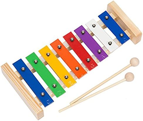 Xylophone Musical Instrument Includes 2 Wooden Mallets 8 Notes Baby Glockenspiel Orff Percussion