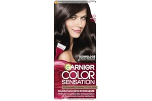Garnier Color Sensation Coloration - Châtain Foncé 3.0 - Coloration Crème Permanente - Tous Types de Cheveux - Couleur jusqu'à 10 Semaines & Couvre les Cheveux Blancs 100%