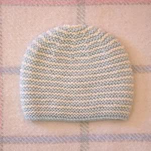 Bonnet Bebe Point De Mousse Rayures Pastel En Tricot Fait Main Turquoise 3 Mois Amazon Fr Vetements