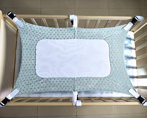Amaca per culla, materiale resistente per neonati, amaca di sicurezza per culla, amaca con tre strati di rete traspirante e sei cinghie