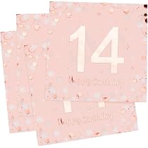 14. Geburtstag Banner 120x80 Cm – Rosegold Party Deko Hintergrund, Mit Kupferösen, Wiederverwendbares Vinyl, Glitzert In Rosa