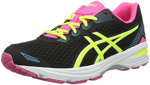 Asics Gt-1000 5 GS, Zapatillas de Gimnasia Unisex-para Niños, Nero (Black/Safety Yellow/Pink Glow), 40 EU