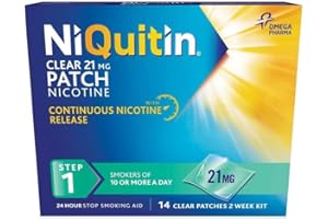NiQuitin 21 mg Nicotine Patch - Step 1 - Stop Smoking Aid Therapy - 14 Clear Patches for 2 Weeks Treatment - 24h Craving Control - Invisible Nicotine Patches, White, 14 Count (Pack of 1)