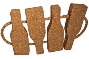 Cleverbrand Dessous de Plat en liège avec poignée Cordon - Motif Bouteilles (env. 20 x env. 24 cm, env. 25 mm d'épaisseur)
