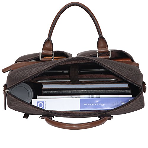 Banuce Herren wasserfester Laptop Schulter-Kurier-Beutelaus Oxford + Microfaser Leder - 6