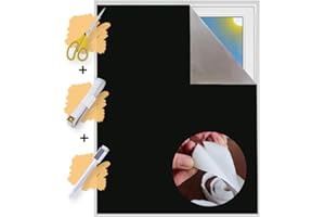 SUNCE24 essuto oscurante al metro, protezione dal calore o dal freddo, protezione solare al 100%, Foglio con rivestimento termico, tenda avvolgibile senza fori, colore nero con velcro