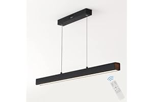 EYLM Lámpara Colgante LED Regulable Moderna Lámpara Negra, Lámpara de Comedor de Diseño Lineal con Mando a Distancia, Altura Ajustable para Salón Comedor Cocina Oficina (80cm)