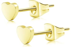 ARTSKIN Boucles d'oreilles coeur plat titane sans nickel hypoallergénique pour oreille sensible délicat en forme de coeur pour les femmes filles adolescents - noir, argent, or, or rose