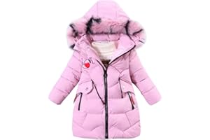 BeerMmay Winterjacke Mädchen Kinder Jacke Mit Abnehmbare Fellkapuze Verdickte Steppjacke Warme Wintermantel Outdoor Baumwolljacke