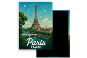 FITYO Magnet Frigo Ville Touristique d'europe – 78 Modèles au Choix – Souvenirs Vacances – Aimant Réfrigérateur – Cadeau Original – Rectangle - 1 Unité (Paris, France)