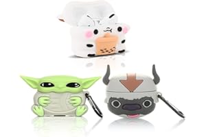 (3 szt.) etui na Airpods Pro, silikonowe etui ochronne XMBYGY Airpods Pro z uroczym zabawnym wzorem skóry, z brelokiem (APPA+MilkBottle+Yoda)