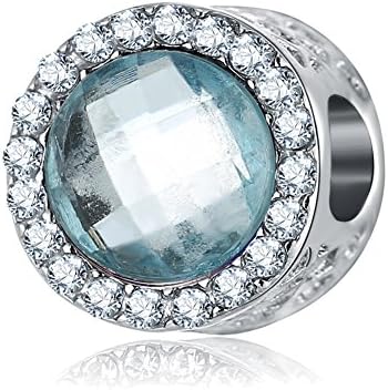 Yingyan Silver Charms Light Blue Acrylic Cat's Eye European Beads For Pendant Necklace Bracelets Bangle Snake Chain Women Jewelry