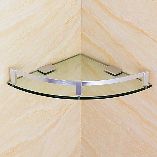 LJHA Space aluminum Glass frame bathroom Shelves Single layer Wall Mounted Lavatory Accessories(3sizes optional) ( Size : 200mm )