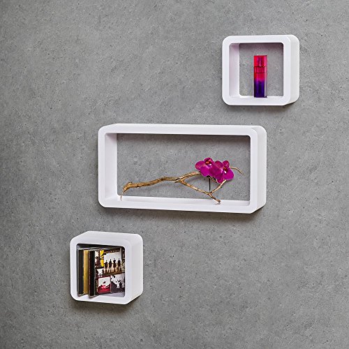 TecTake 3er Set Wandregal Hängeregal Bücherregal Cube Lounge CD Regal weiß - 2