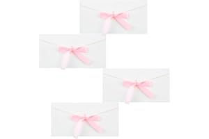 Vanyibro 4 Pack Kraft Paper Envelopes with Ribbons,22 * 11 Luxury Mailing Envelopes for Festival, Party, Greeting Cards, Gift Cards (White)