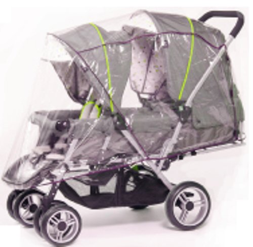 Long double duet twin PRAM Buggy BASSINET RAIN COVER