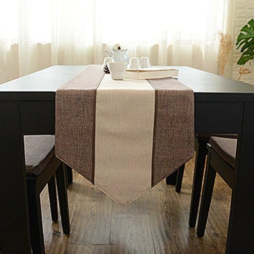 HAIYING Table Runner Stripe 100% Pure Linen Table Runner , Bevel Corner Finish On Edges Natural Handcrafted Table Runner (Pure Color Style) ( Color : B , Size : 35*210CM )